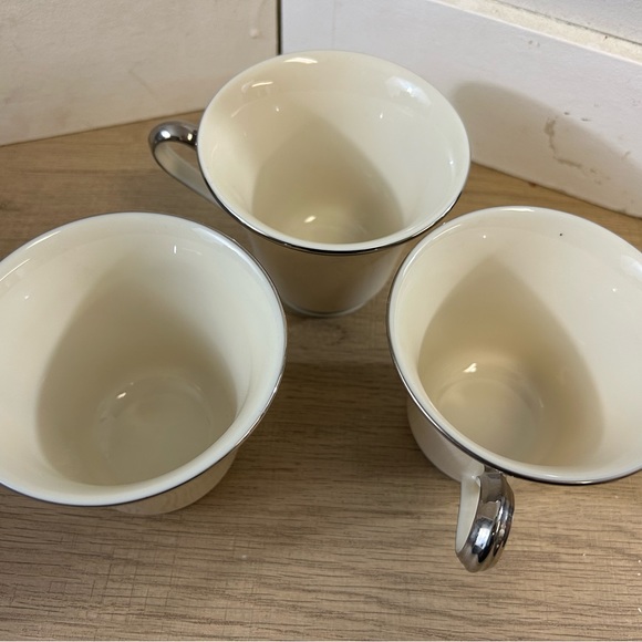 Footed Cup Solitaire by LENOX Platinum Teacup Coffee Set of 3 Vintage Elegant - Picture 12 of 14